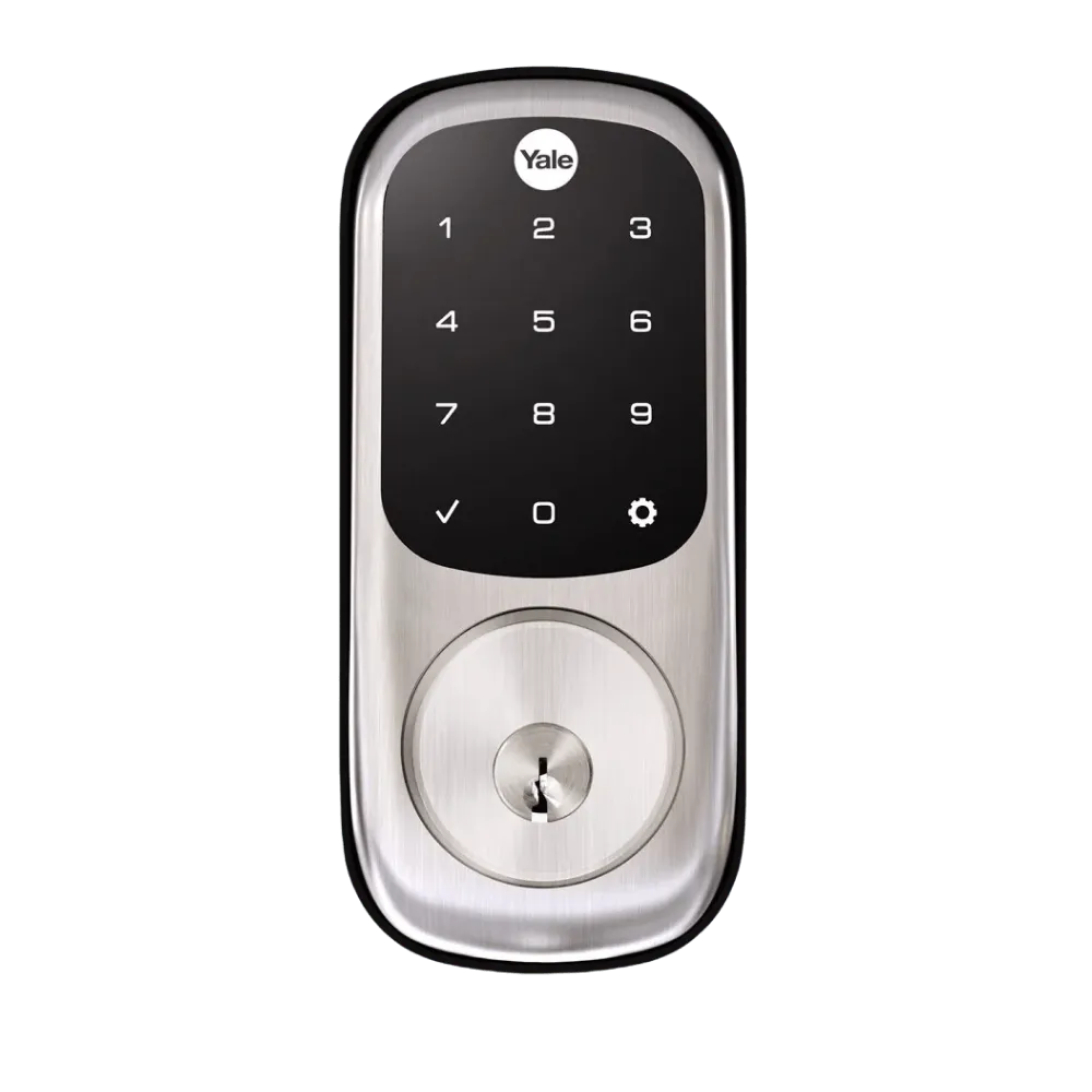 64e738364acd6cba819b788b 6384137a53712bd8dc140afa yale assure lock touchscreen wifi smart lock satin nickel front