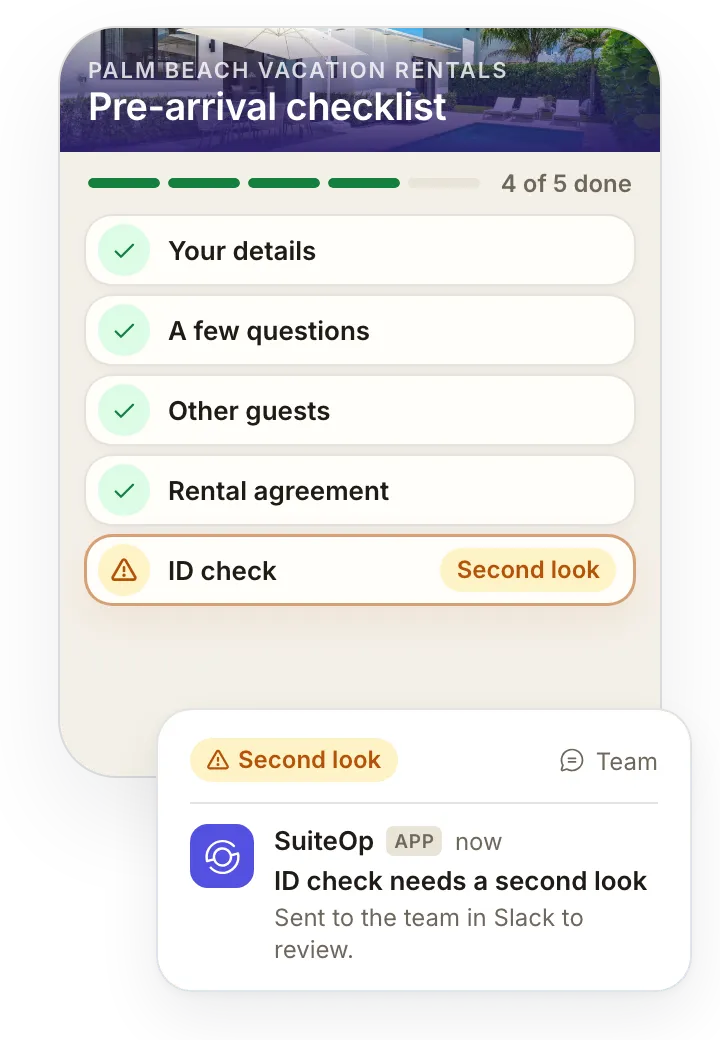 SuiteOp screen for Palm Beach Vacation Rentals: The pre-arrival checklist