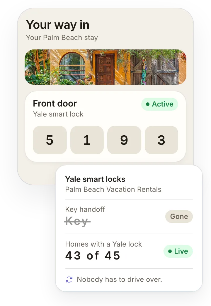 SuiteOp screen for Palm Beach Vacation Rentals: At the door