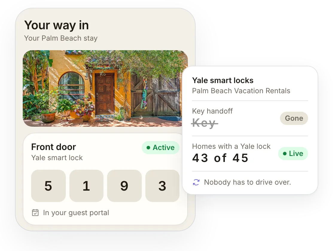 SuiteOp screen for Palm Beach Vacation Rentals: At the door