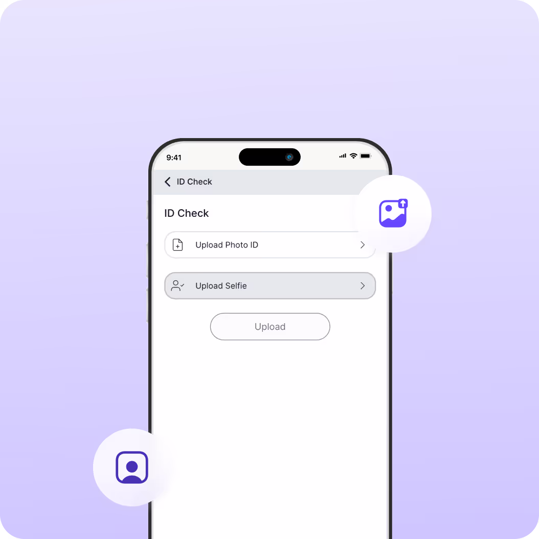 Biometric selfie & id verification UI screen