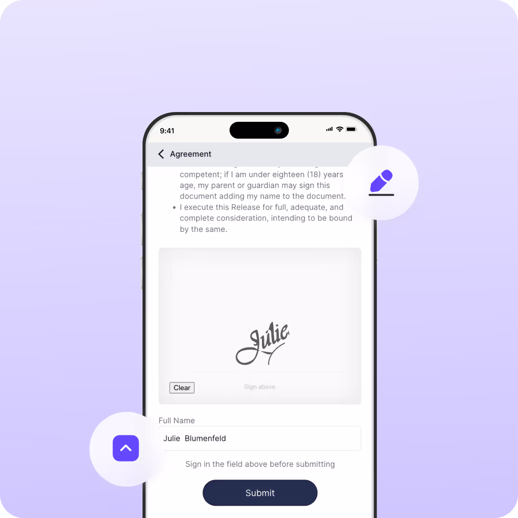 Digital Rental Agreements UI screen