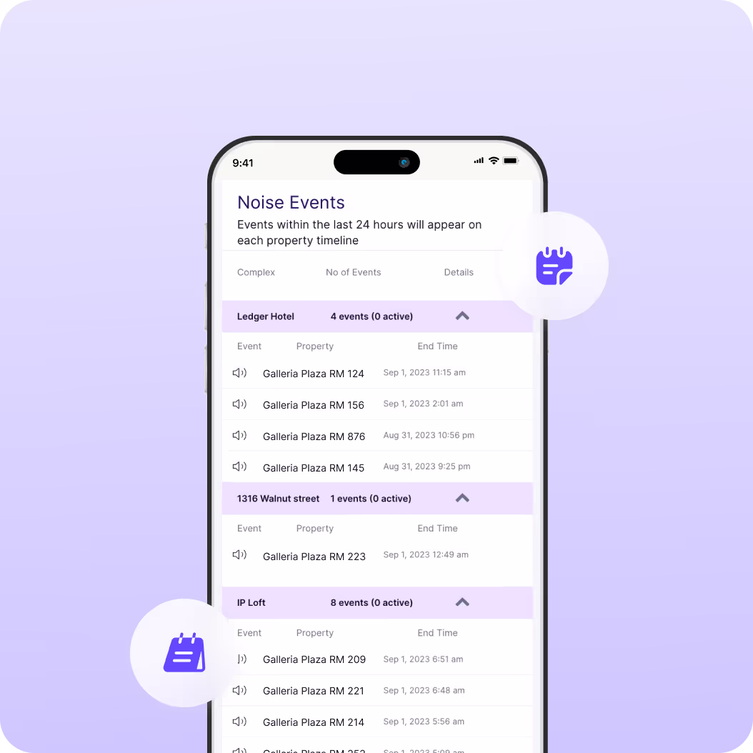 SuiteOp device noise event monitoring